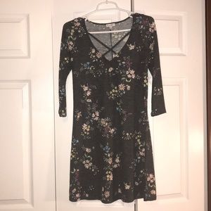 Dark grey and floral Tunic dress
